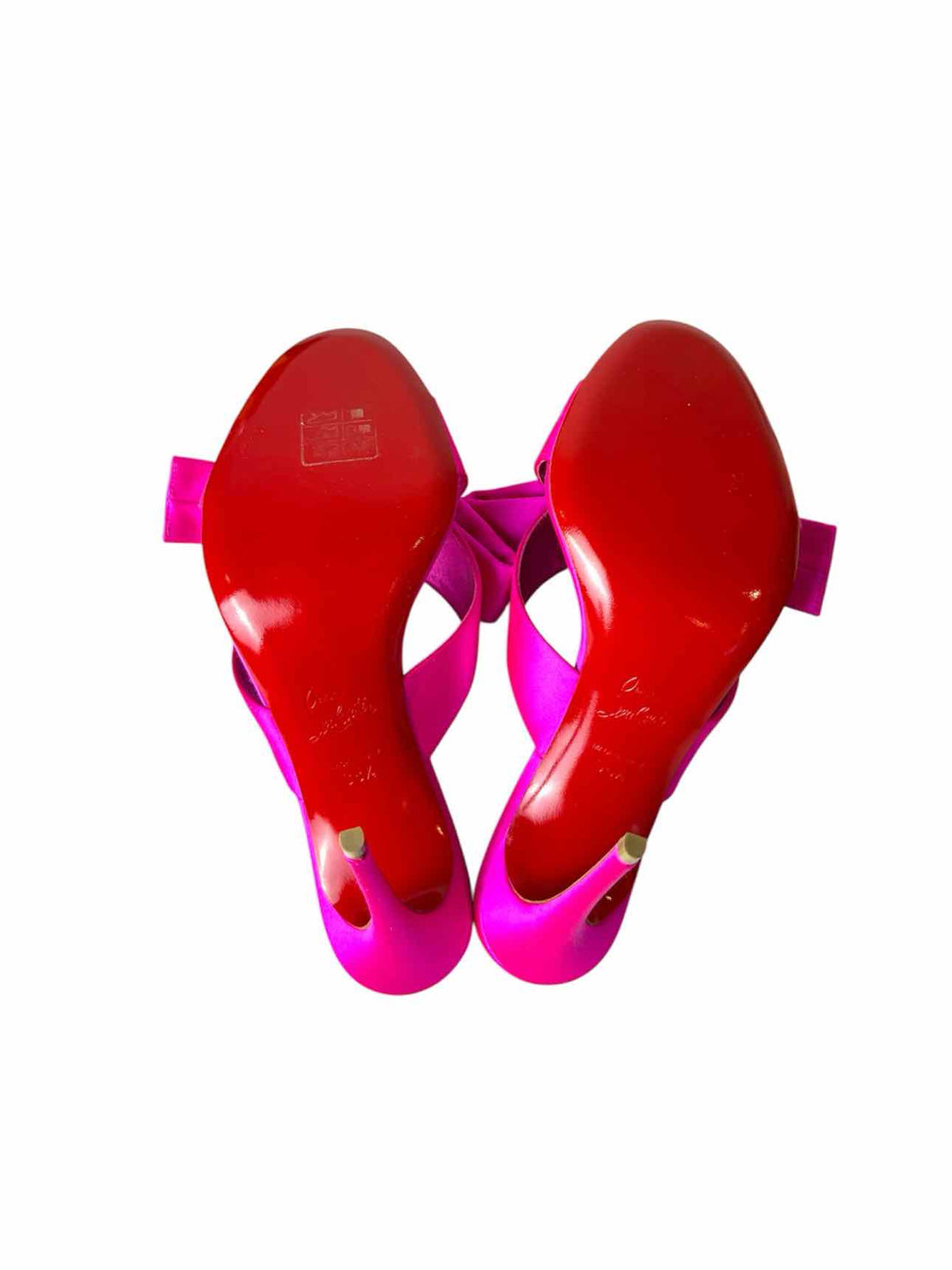 Christian Louboutin Size 38.5 Matricia 100 Holly Pink Satin Sandals