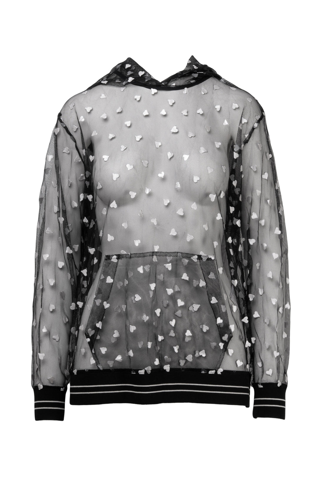MSGM Size S Sheer Heart-Print Sweatshirt