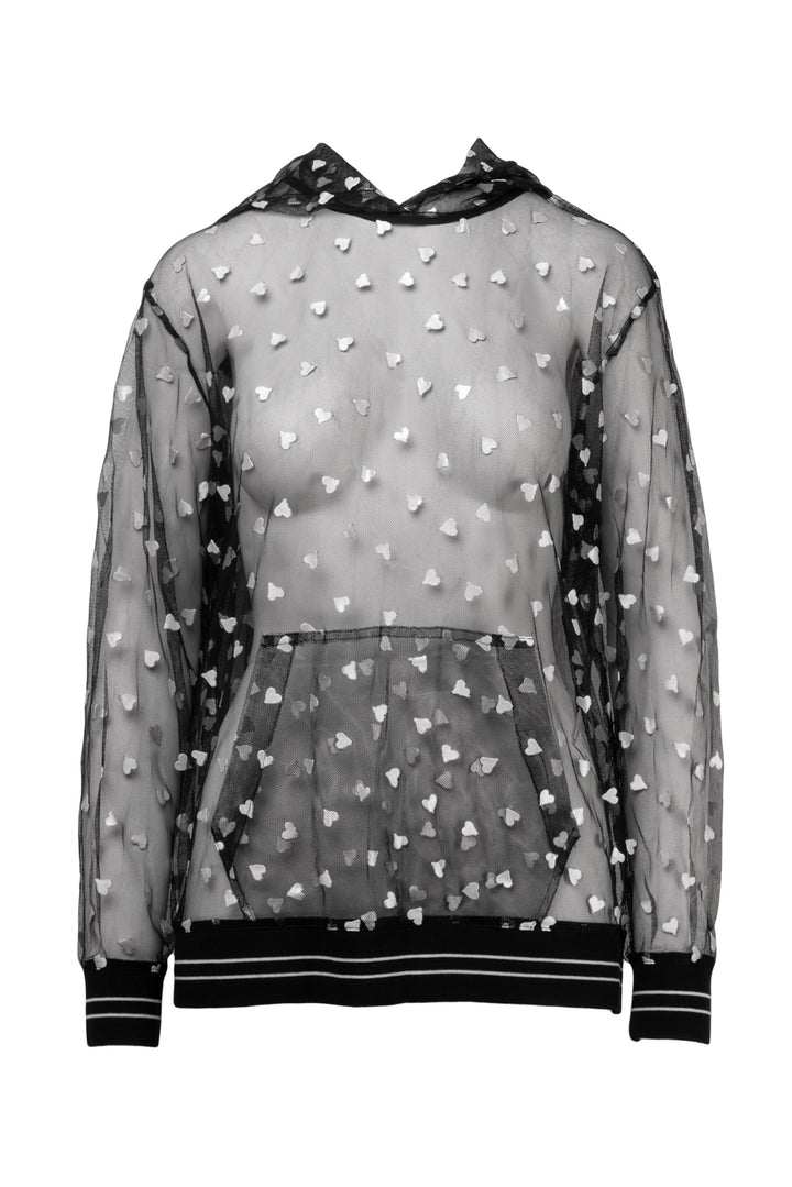MSGM Size S Sheer Heart-Print Sweatshirt