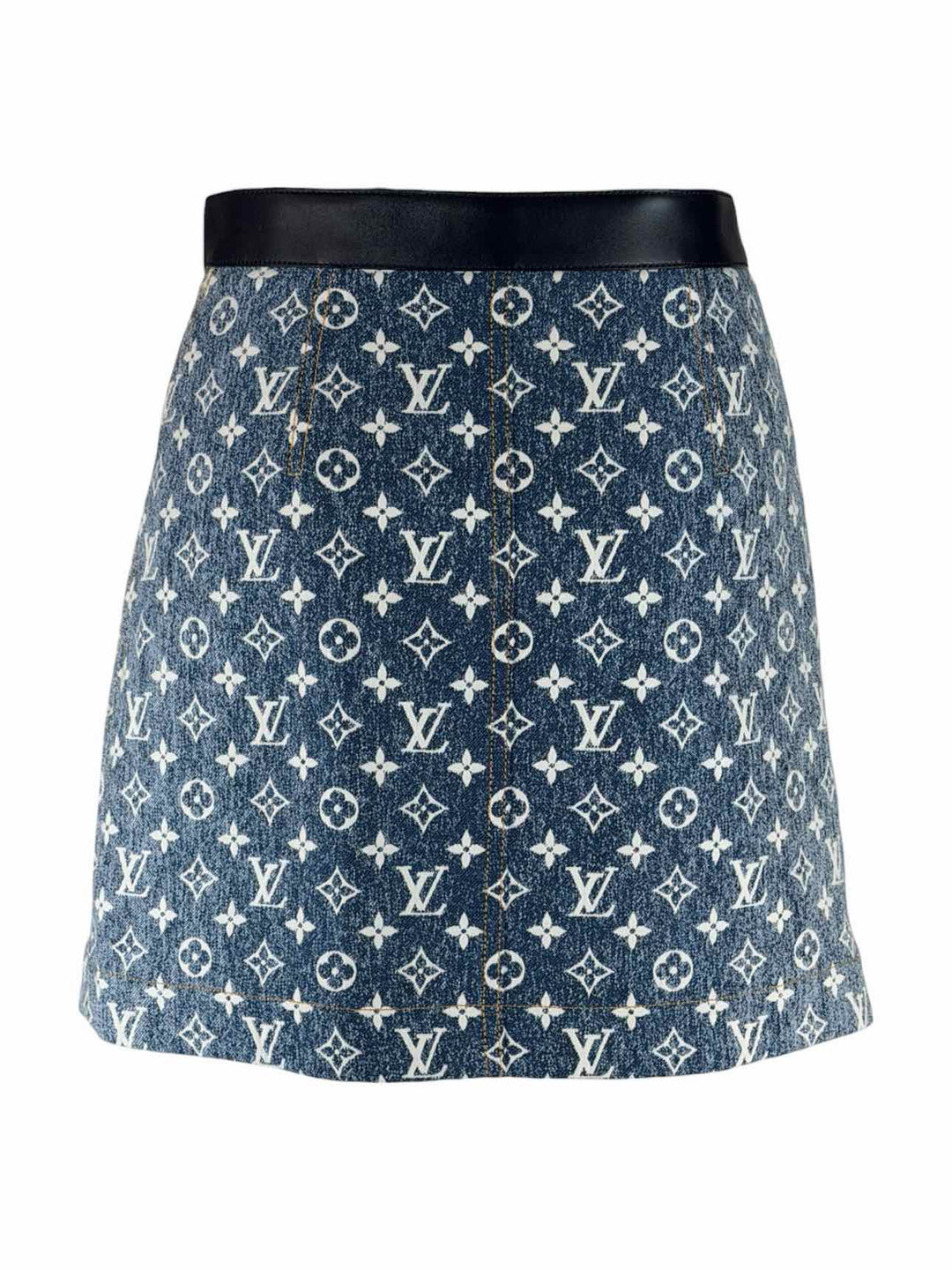 Louis Vuitton Size 36 Monogram Jacquard Denim A-Line Mini Skirt