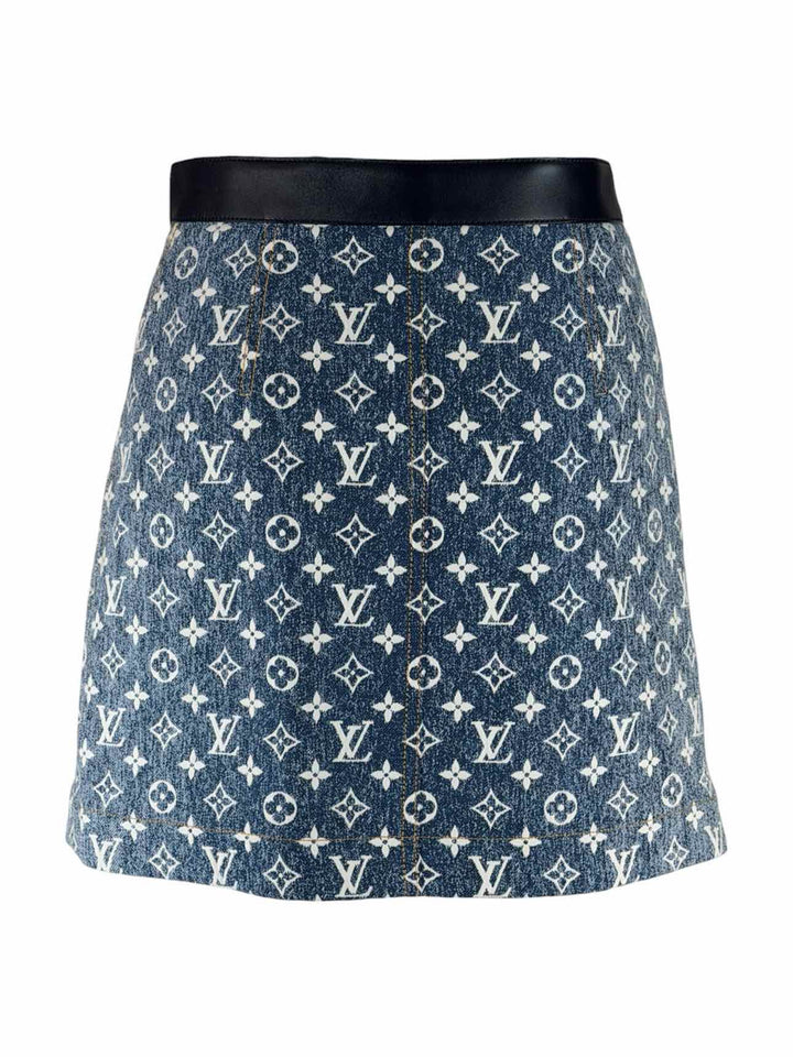 Louis Vuitton Size 36 Monogram Jacquard Denim A-Line Mini Skirt