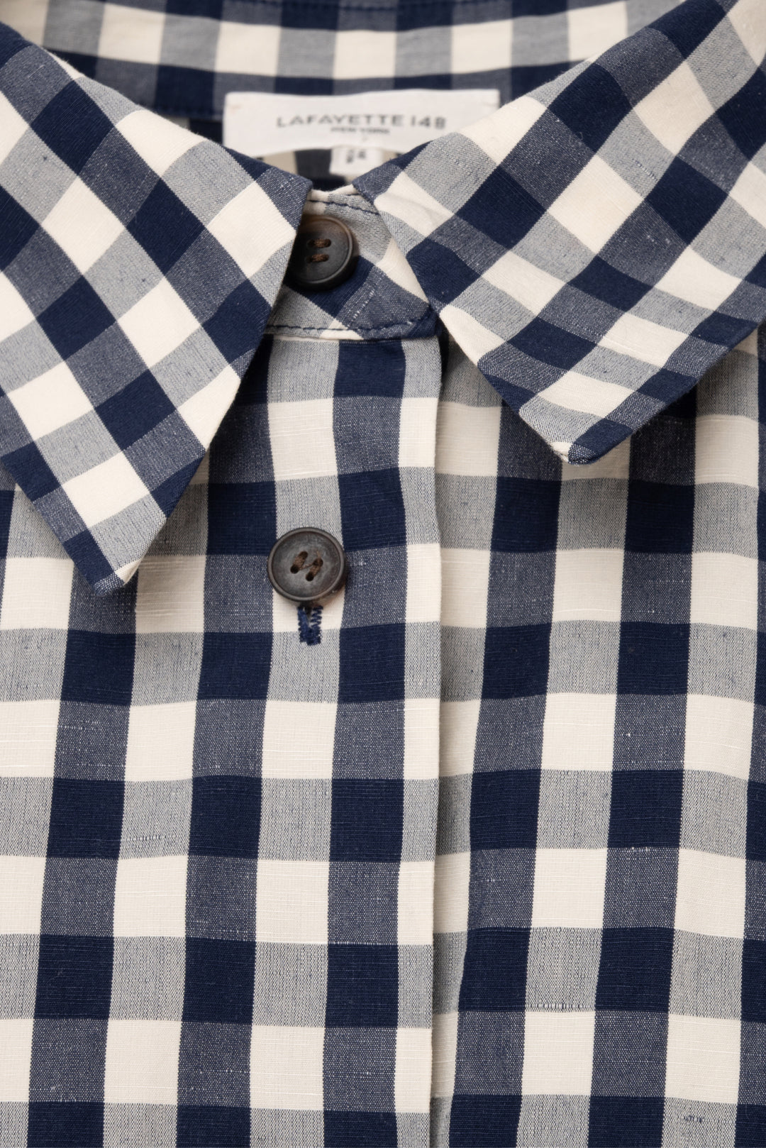 Lafayette 148 Size XXL Gingham Cotton & Linen Oversize Shirt
