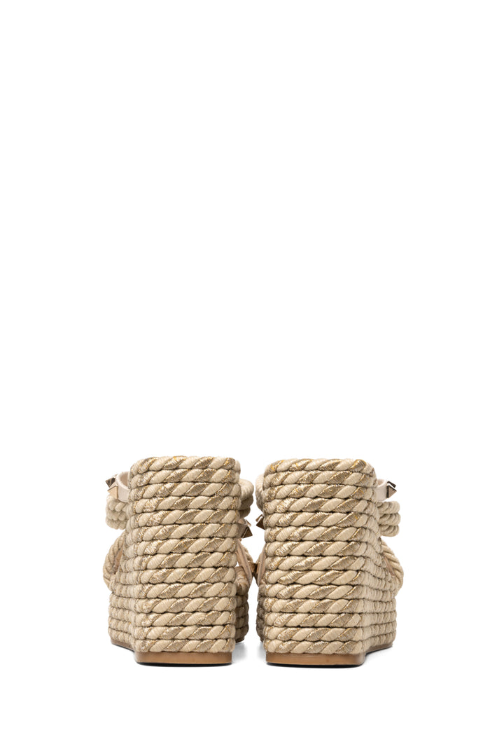 Valentino Size 38 Rockstud Torchon Wedge Sandals