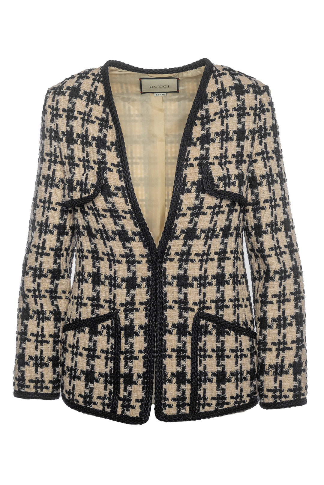 Gucci Size 36 2018 Patterned Tweed Collarless Jacket