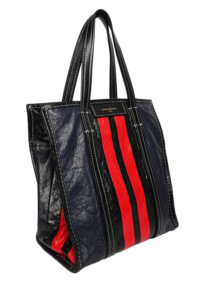 Balenciaga F/W 2017 Striped Lambskin Small Bazar Shopper Tote