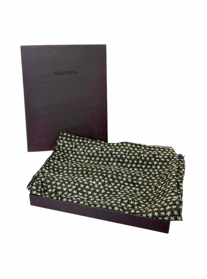 Valentino Star Pattern Linen Blend Scarf