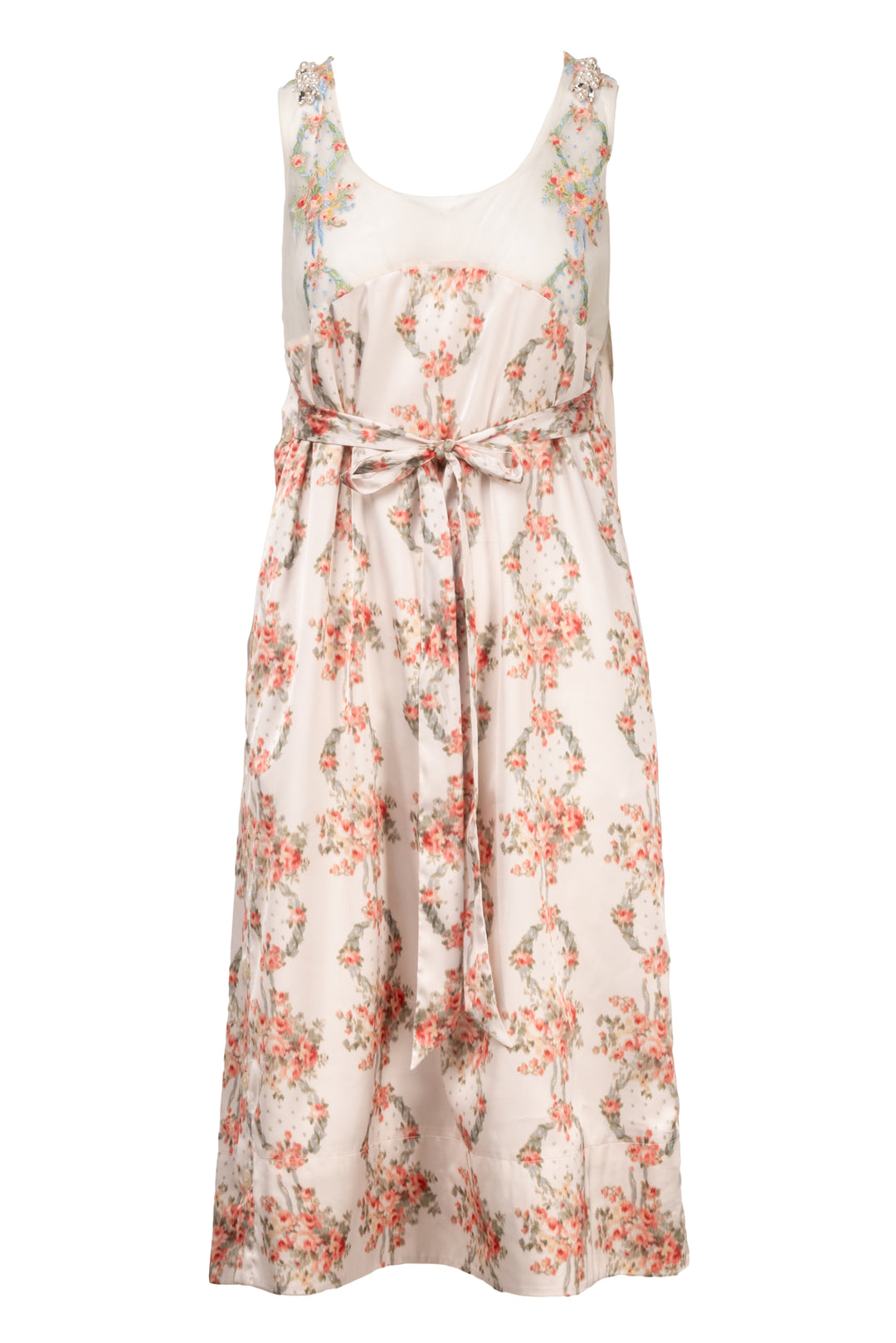 Simone Rocha Size 2 Embellished Floral Satin Midi Dress