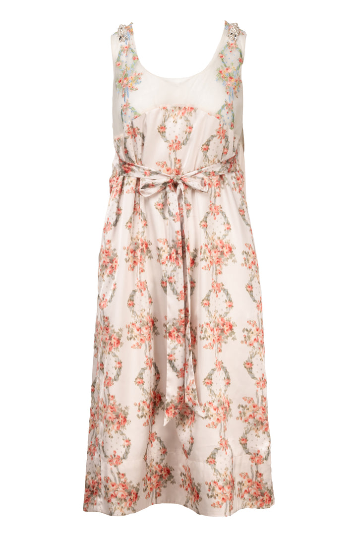 Simone Rocha Size 2 Embellished Floral Satin Midi Dress