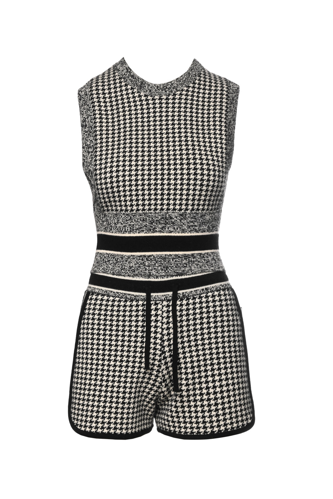 Dior Size 2/6 Houndstooth Cashmere Sleeveless Top & Mini Short Set