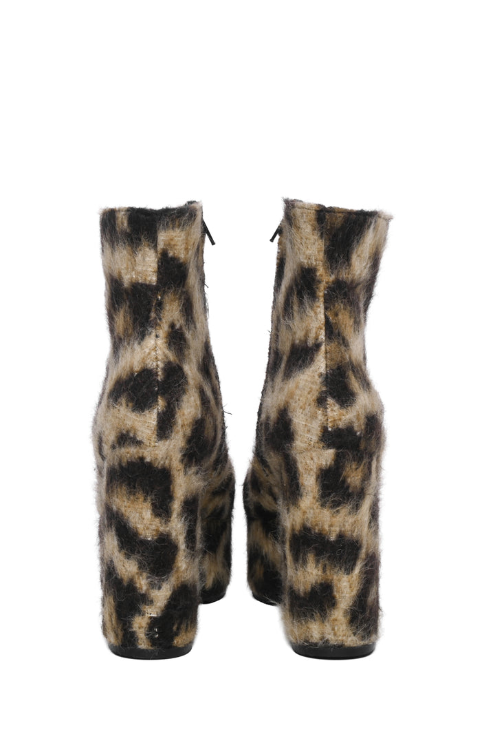 R13 Size 39 Wool Animal Print Platform Ankle Boots