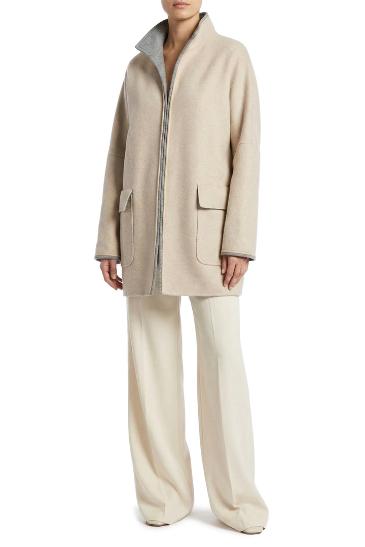 Loro Piana Size L Cashmere & Suede Trimmed Coat