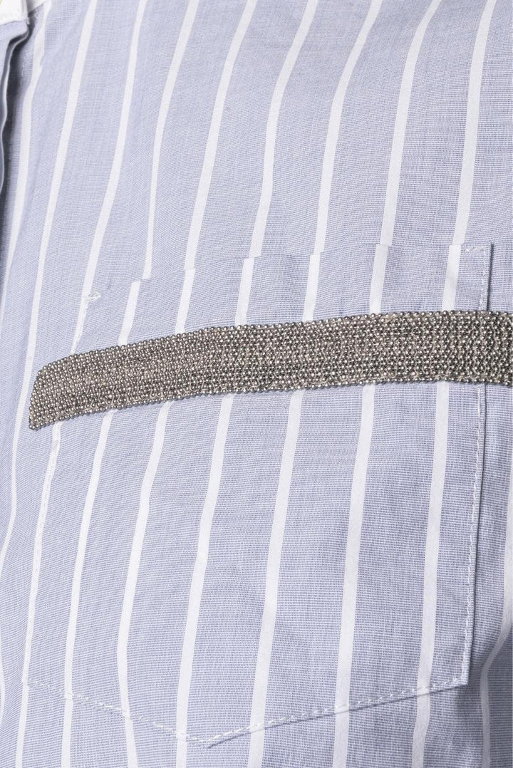 Brunello Cucinelli Size M Striped Blouse w/ Monili Pocket