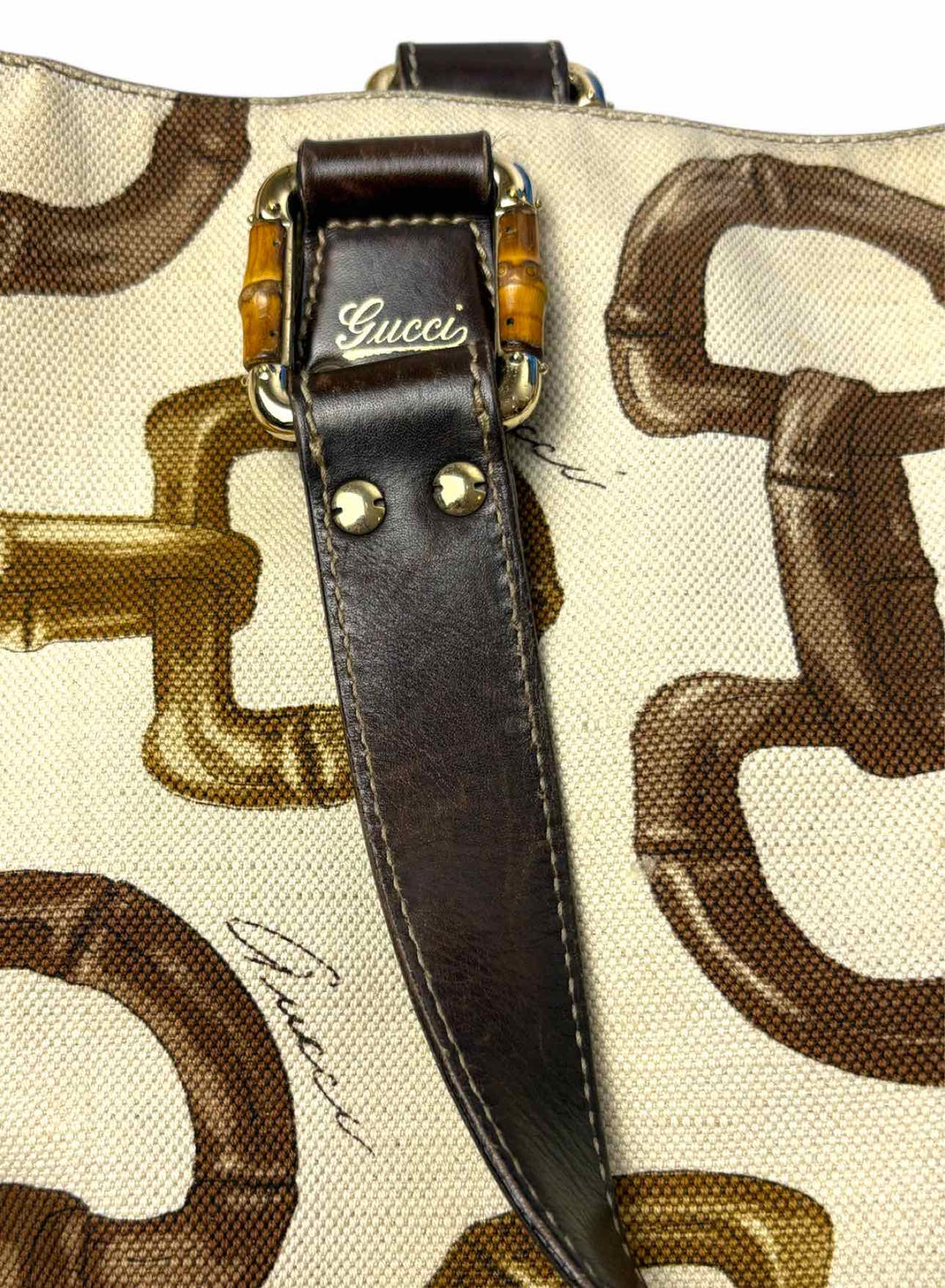 Gucci Horsebit Printed Canvas Tote Purse