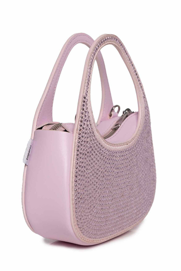 Coperni Pink Crystal Micro Baguette Swipe Shoulder Bag