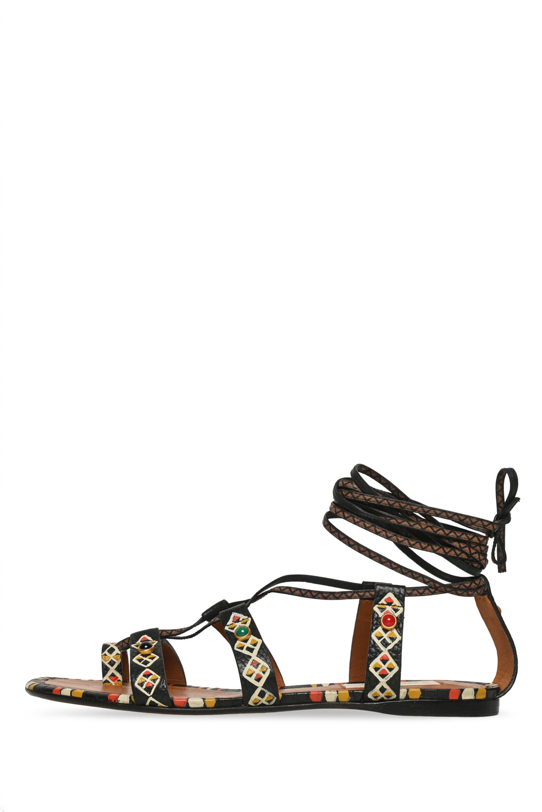 Valentino Size 37 Primitive Print Lace Up Sandals