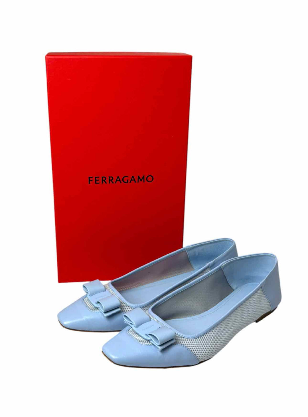 Ferragamo Size 8 Varina Sun Mesh & Leather Flats