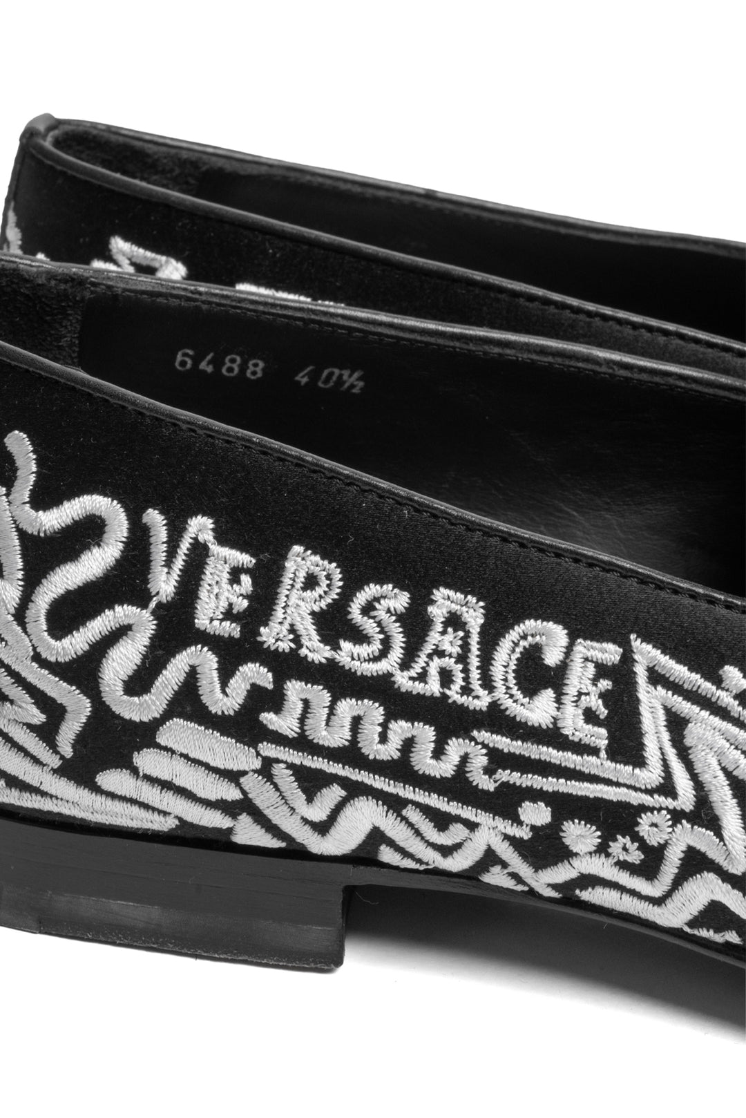 Versace Size 40.5 Men's Embroidered Medusa Satin Slippers