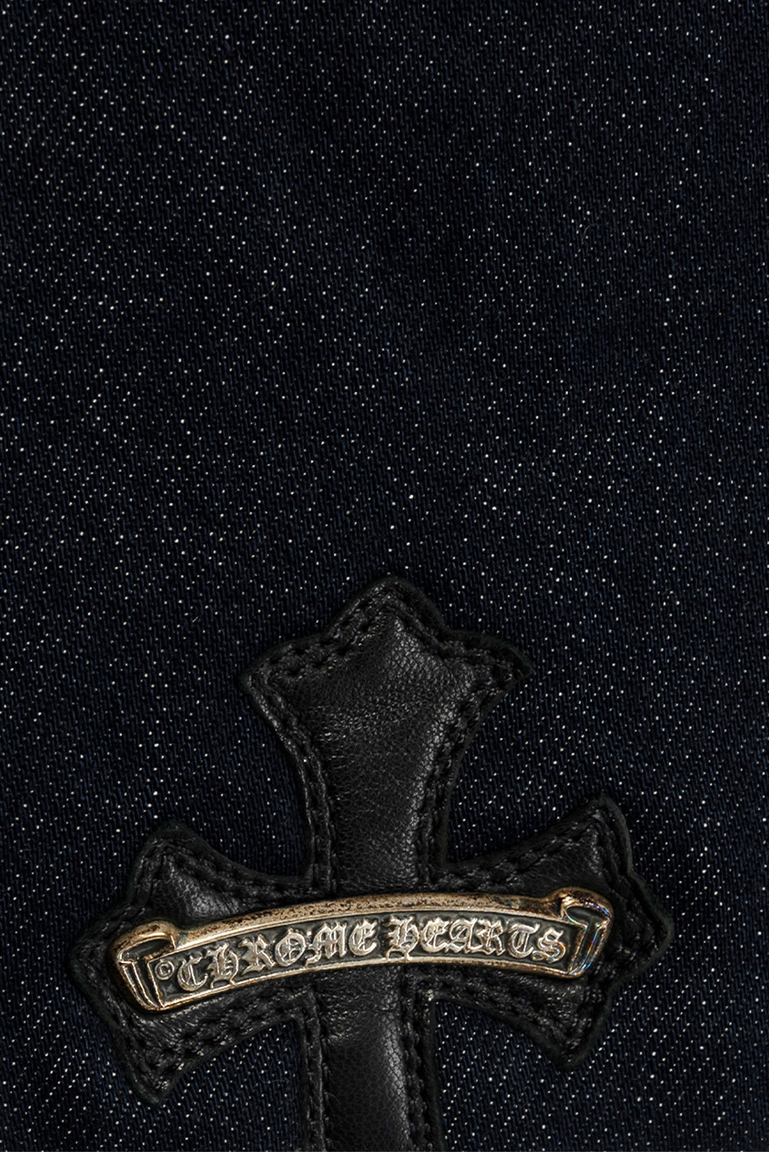 Chrome Hearts Size M Cashmere-Lined Zip Front Denim Jacket