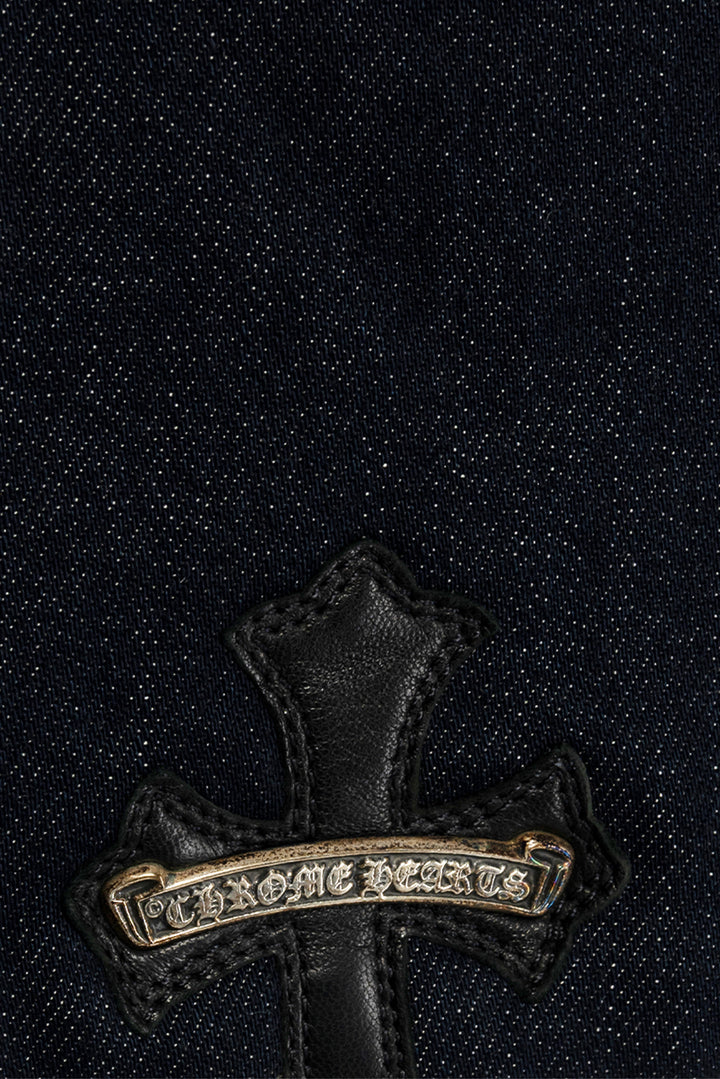 Chrome Hearts Size M Cashmere-Lined Zip Front Denim Jacket