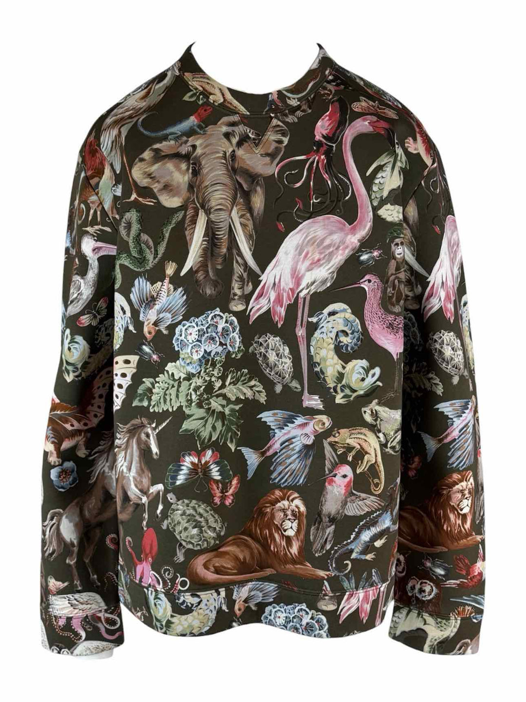 Valentino Size M Men's Fantasy Animal Print Neoprene Sweat Shirt