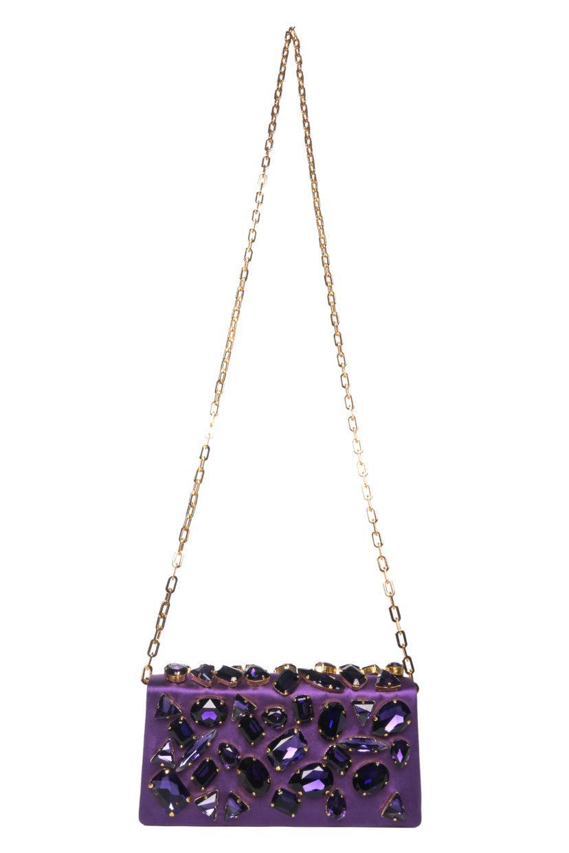 Prada Crystal Embellished Satin Clutch