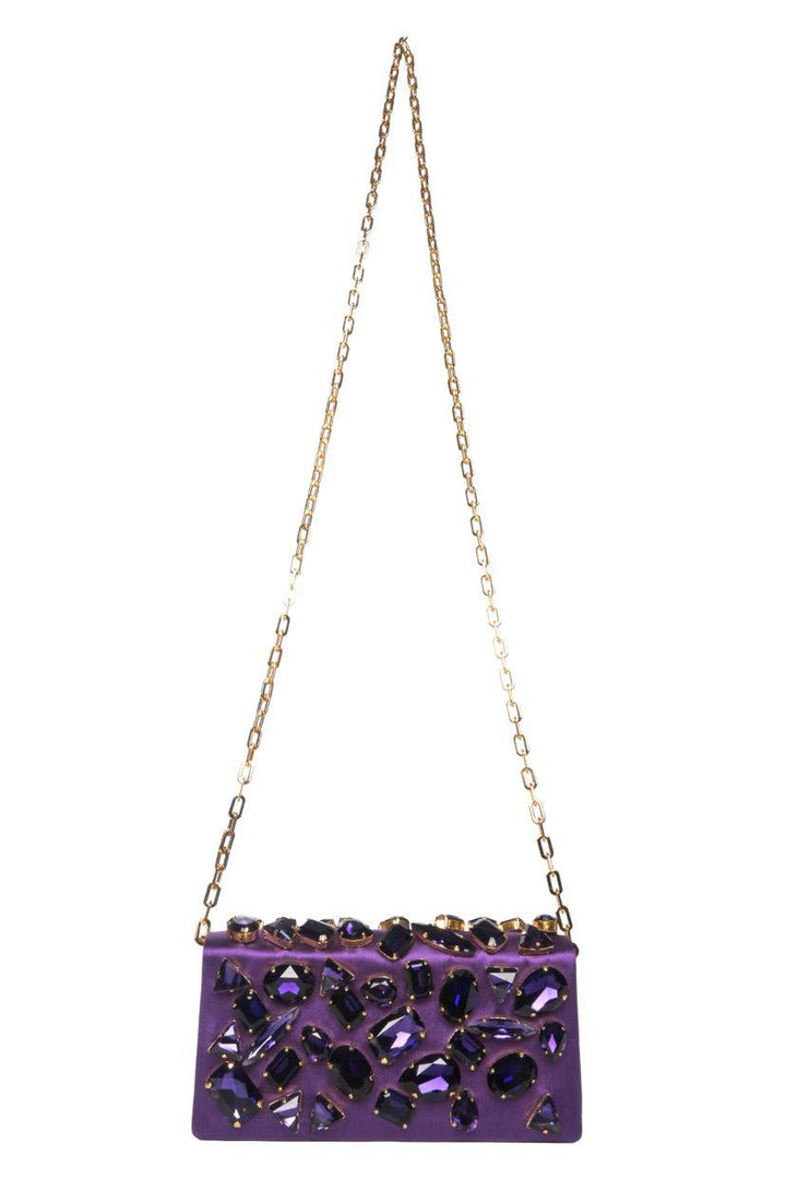 Prada Crystal Embellished Satin Clutch