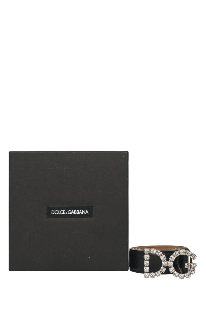 Dolce & Gabbana Size 30 DG Crystal Logo Buckle Calfskin Belt