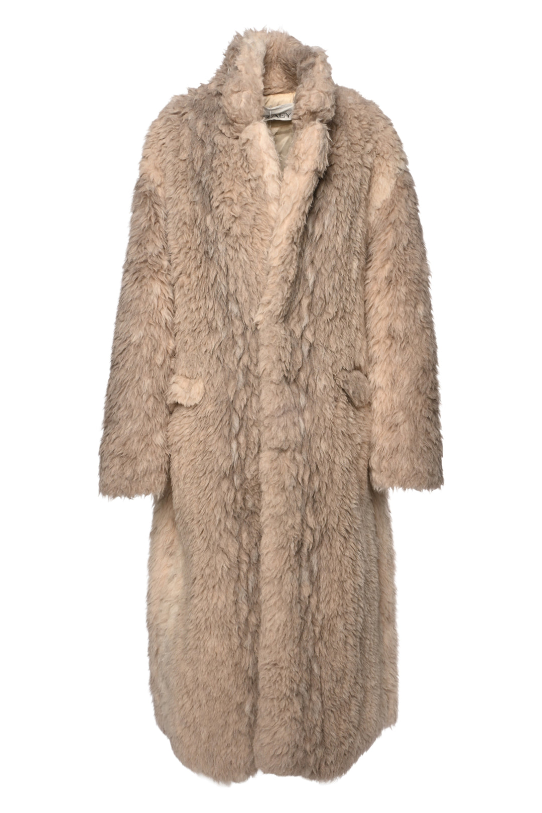 RAEY Size S/M Collared Shearling Alpaca-Blend Maxi Coat