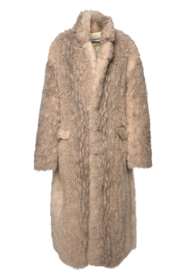 RAEY Size S/M Collared Shearling Alpaca-Blend Maxi Coat
