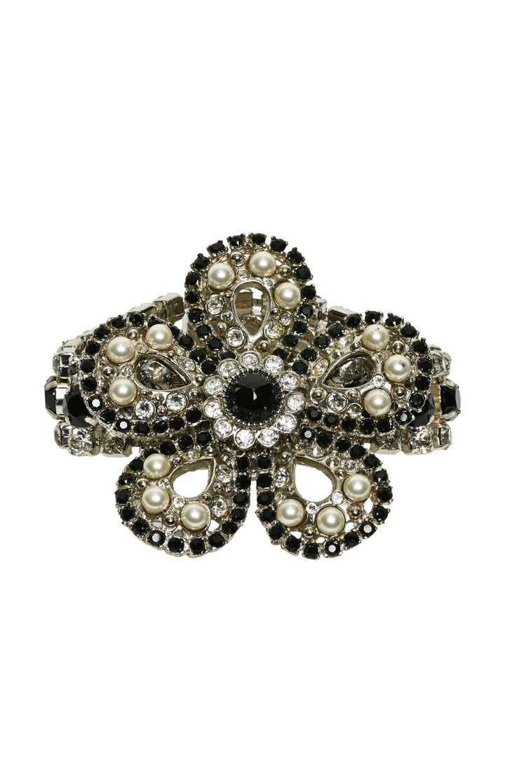 Miu Miu Crystal & Faux Pearl Flower Bracelet