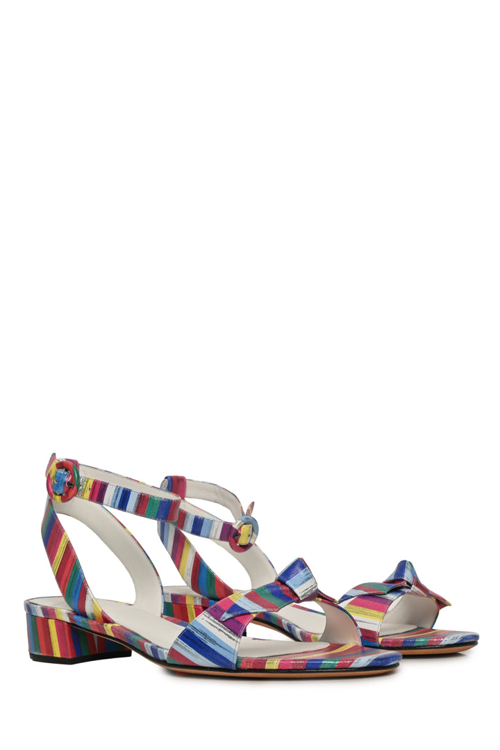 Alexandre Birman Size 39.5 Clarita 30 Multi Stripe Leather Sandals