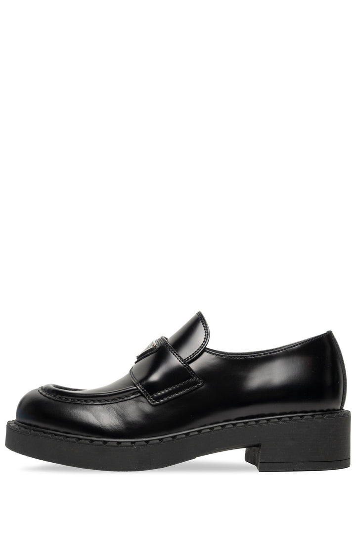 Prada Size 38 Chocolate Brushed Leather Loafers