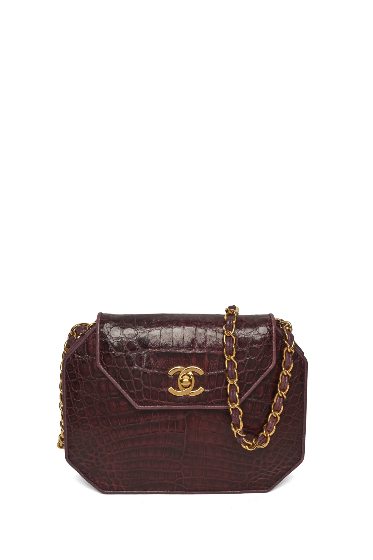 Chanel Vintage 1989-1991 Crocodile Octagon Flap Clutch Bag
