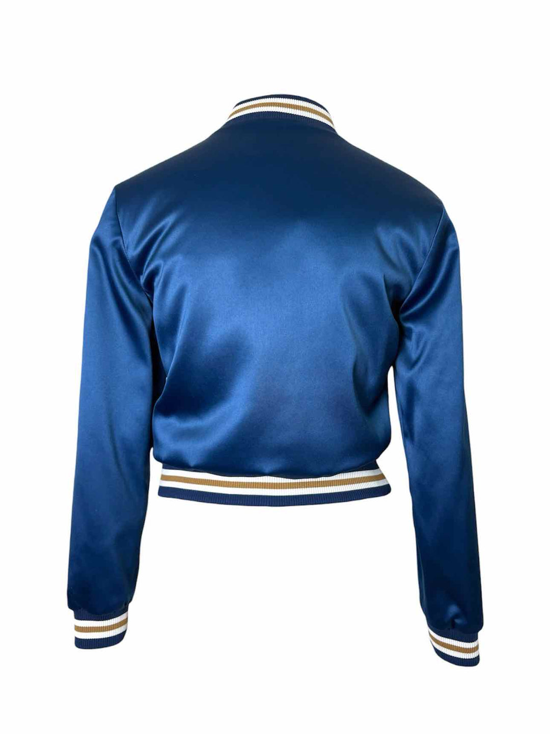 maje Size 36 Floral Embroidered Satin Zip-up Bomber Jacket