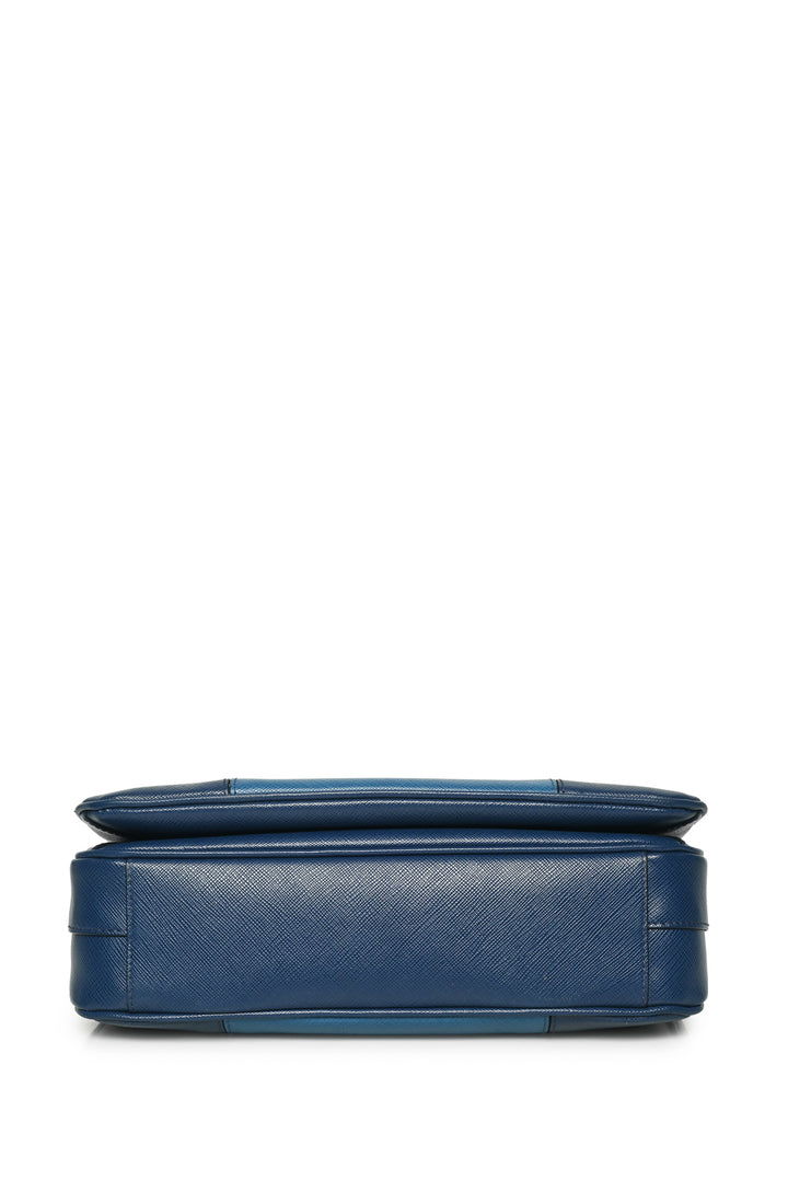 Prada 2015 Bicolor Saffiano Sound Lock Top Handle Satchel