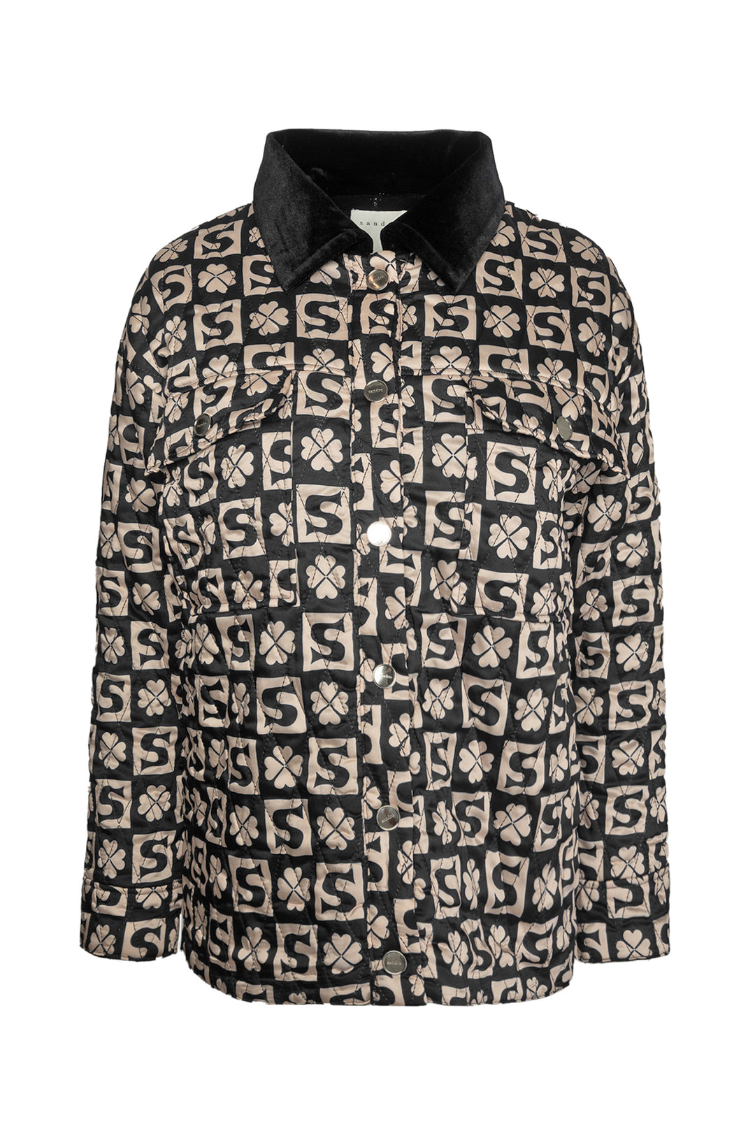 Sandro Size 0 Quilted Clover Printed Jacket