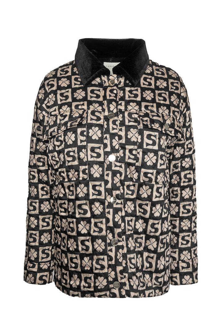 Sandro Size 0 Quilted Clover Printed Jacket