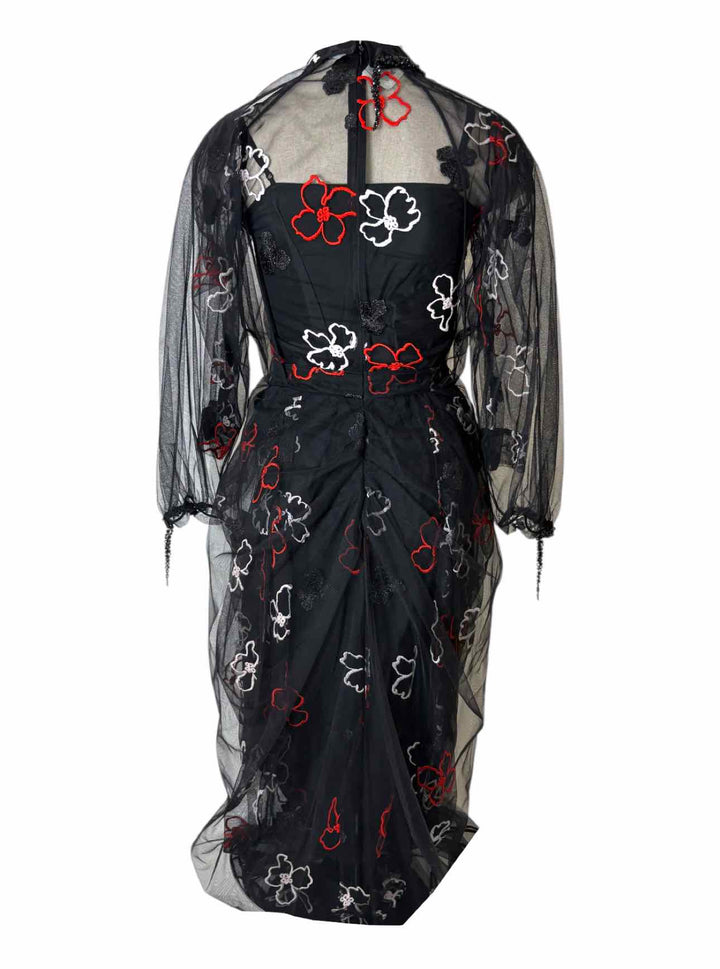 Simone Rocha Size 10 Floral Embroidered Tulle Dress