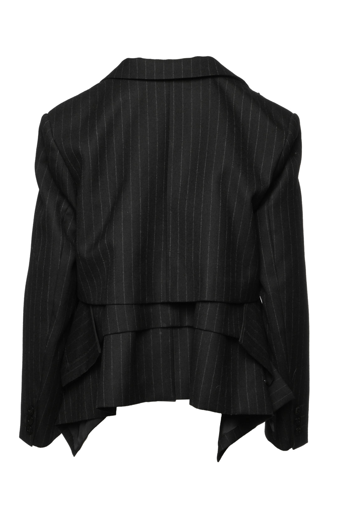 Sacai Size 2 Asymmetrical Pinstriped Wool Blazer