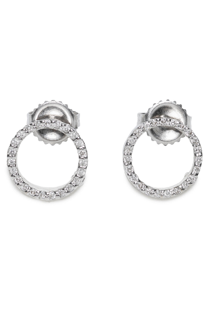 Roberto Coin Size OS 18K White Gold Diamond Circle Earrings