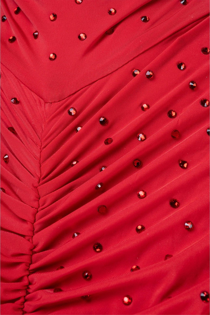 Alex Perry Size 12 Crystal Gabe Turtleneck Ruched Column Dress