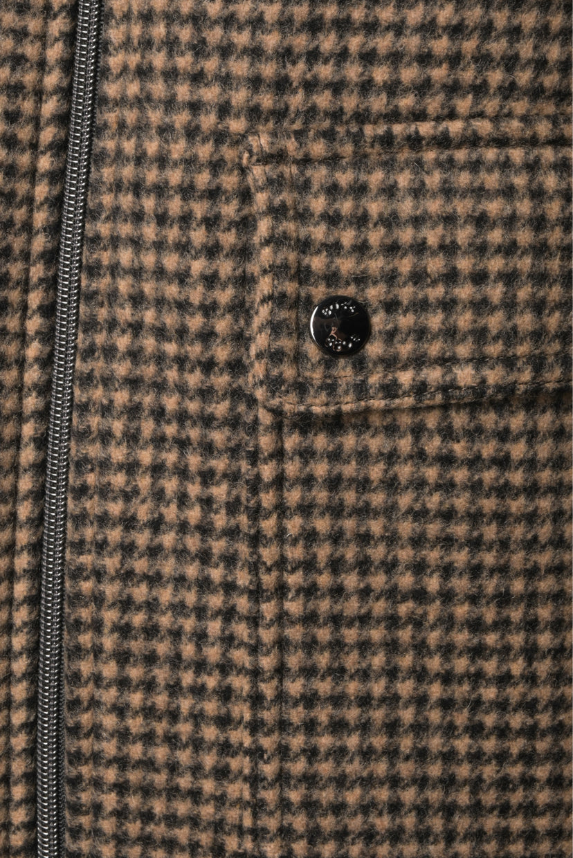 Boss Size 38 Men's Houndstooth Print Wool Blend Bomber Jacket