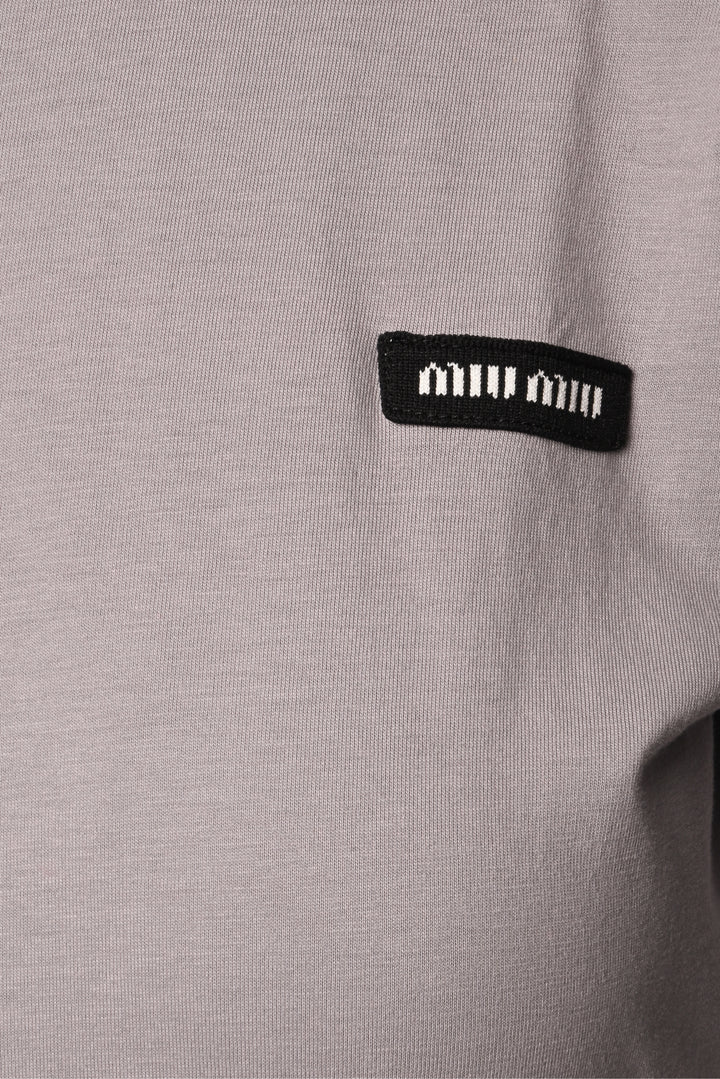 Miu Miu Size S 2024 Logo Cotton Long Sleeve T-Shirt