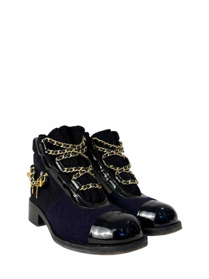 Chanel Size 37.5 Paris Salzburg Wool Ankle Boots