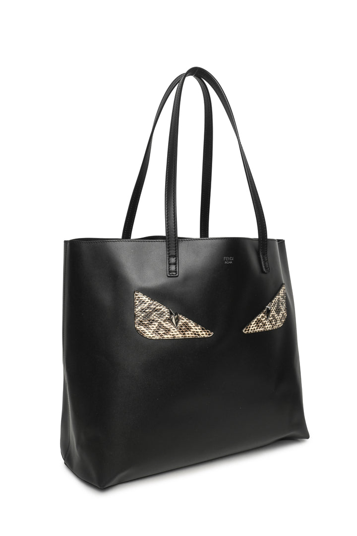 Fendi Snakeskin Monster Eyes Leather Shopping Tote
