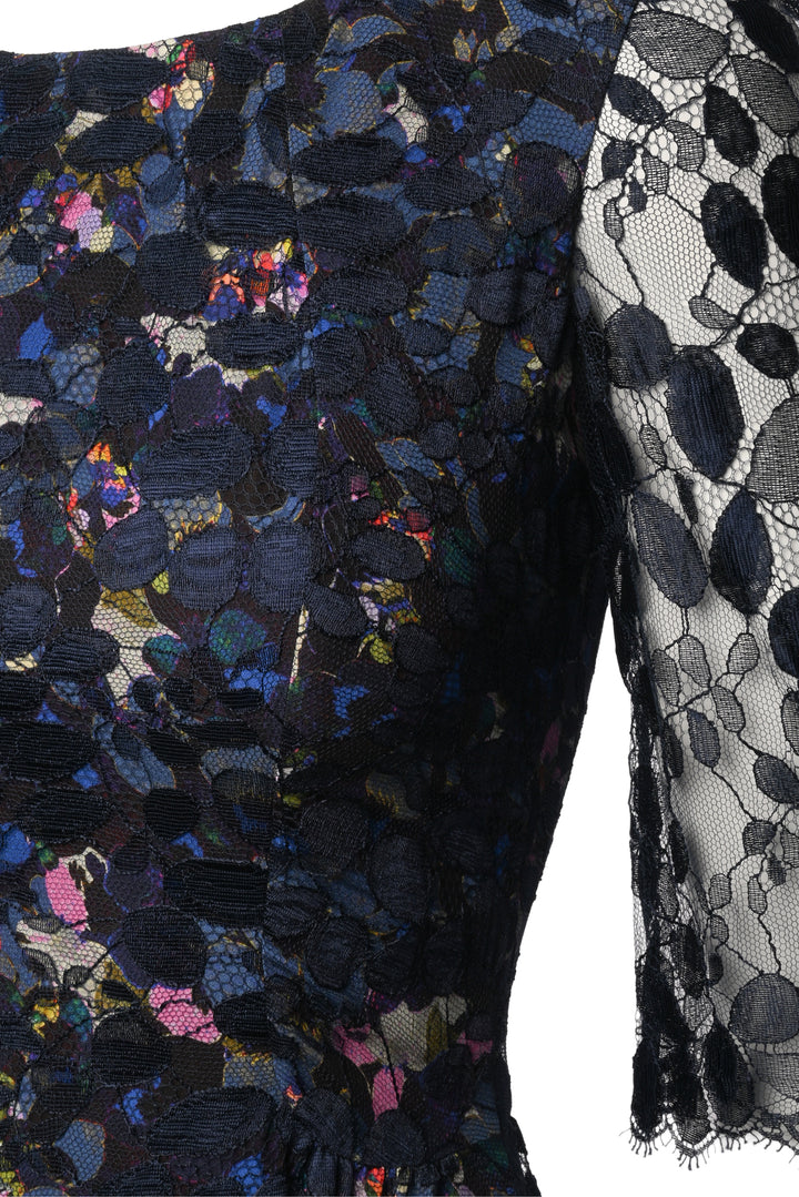 Erdem Size 4 Lace Overlay Floral Knee Length Dress