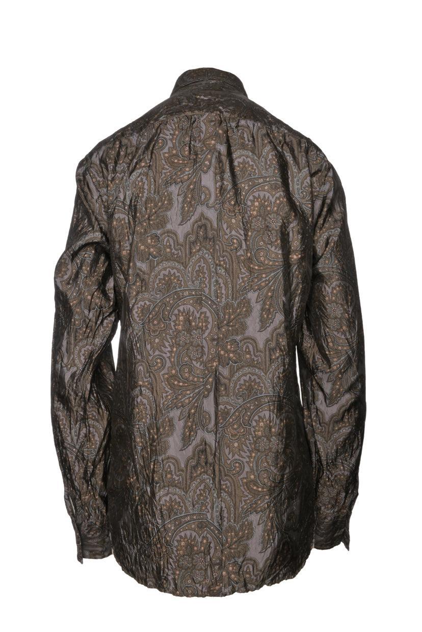 Burberry Size 38 Men's Silk Paisley Shirt Long Sleeve