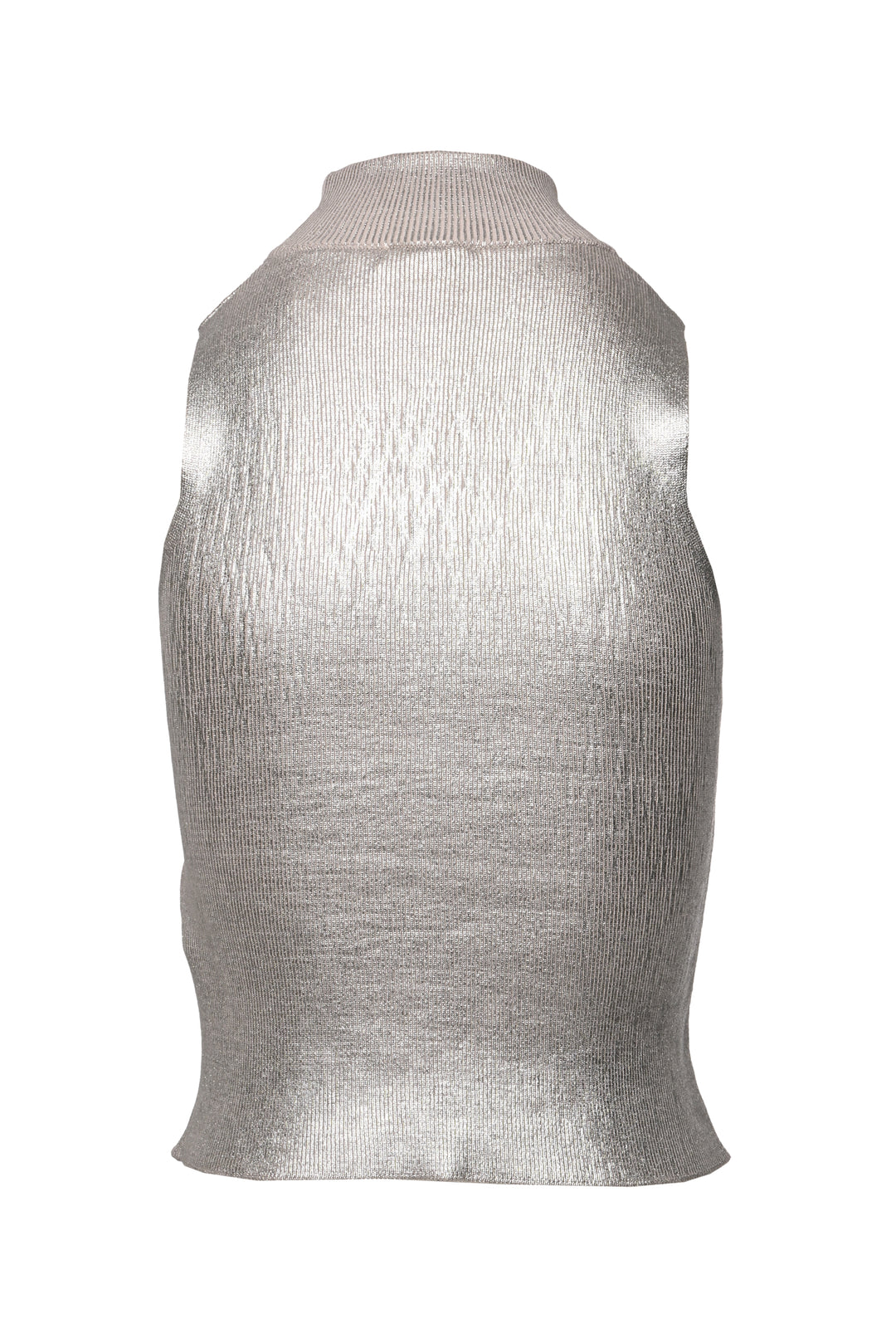 Diesel Size S Metallic Ribbed Knit Logo Tank Top