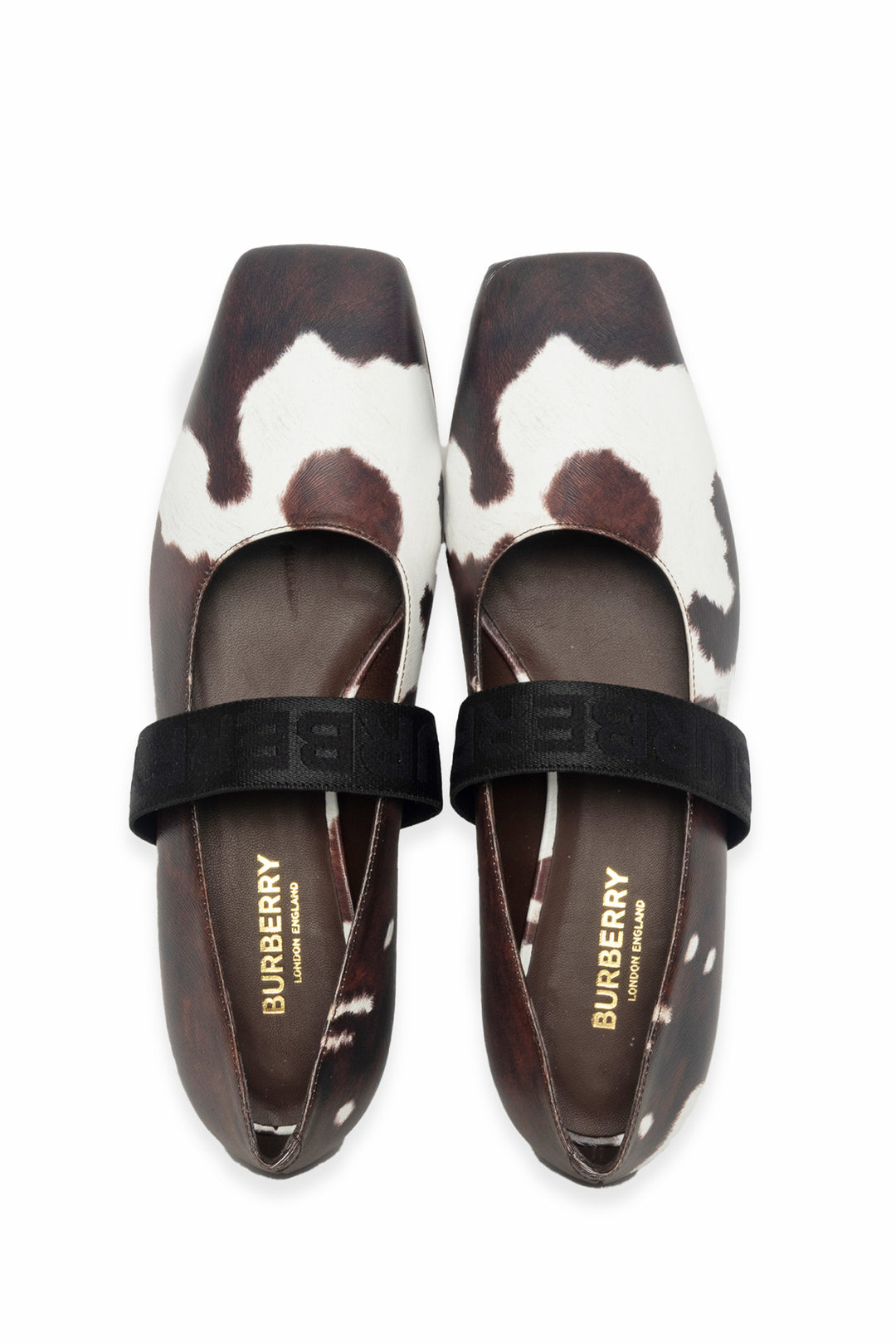 Burberry Size 37.5 Printed Leather Ballet Flats