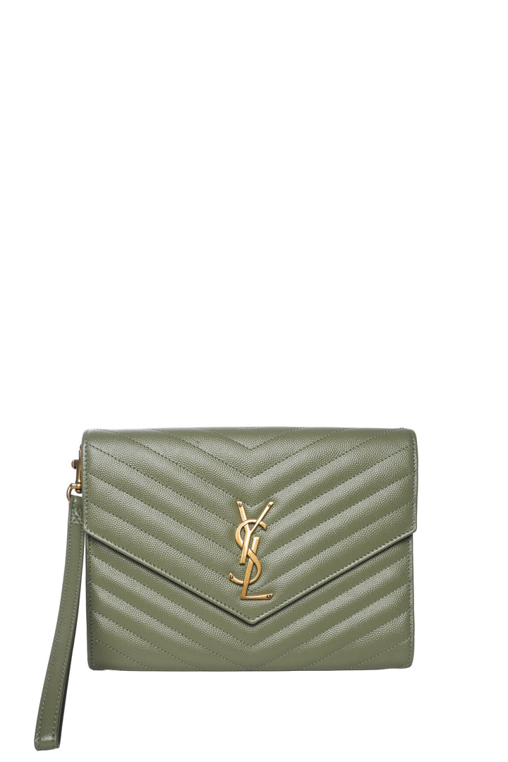 Saint Laurent Quilted Cassandre Matelasse Clutch Wristlet